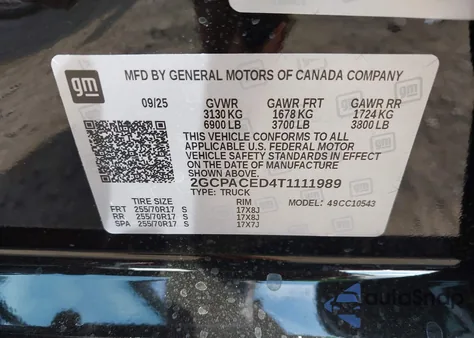 2026 Chevrolet Silverado 1500 2Wd Short Bed Lt z USA, uszkodzony, nr VIN 2GCPACED4T1111989